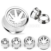 100 Pcs of Assorted Sizes of 316L Surgical Steel Pot Leaf Plate Top Screw-Fit Tunnel Plug