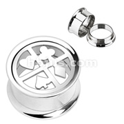 316L Surgical Steel Poker Suit Plate Top Screw-Fit Tunnel Plug
