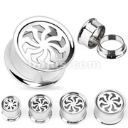 100 Pcs of Assorted Sizes of 316L Surgical Steel Swirl Blade Plate Top Screw-Fit Tunnel Plug