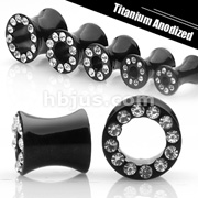 50 Pcs Black Saddle Plug with Clear Gems