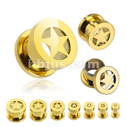 Gold Plated over 316L Surgical Steel  Screw Fit Tunnel with Star