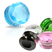 Pyrex Glass Faceted Gem Cut Double Flared Saddle Plug