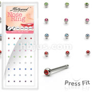 40 Pieces of  20 Gauge Press Fit Nose Bone Pre-Loaded  Package (Assorted Colors)