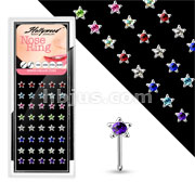 40 pcs of 316L Surgical Steel 20 Gemmed Star Nose Bone Package