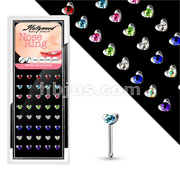 40 pcs of 316L Surgical Steel 20 Gauge Gemmed Heart Nose Bone Package