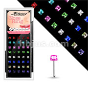 40 pcs of 316L Surgical Steel 20 Gauge 2MM Princess Cut Gem  Bone Package (Assorted Colors)