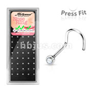 40pc 316L Surgical Steel Nose Screws W/2Mm Clear Gem Set Ball. Pre-Loaded