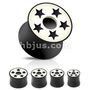 Organic Horn Saddle Tunnel Plug with 5 Stars Bone Inlay