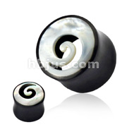 Organic Horn Hollow Plug with Abalone Swirl Inlay