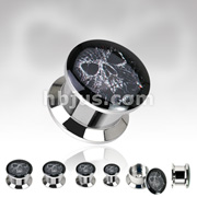 316L Surgical Steel Double Flat Flare Screw Fit Plug with 'Phantom' Print 