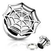 316L Surgical Steel Hollow Spider-Web Plate Top Screw Fit Tunnel Plug