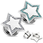 316L Surgical Steel Star Top with Multi CZ Screw-Fit Plug