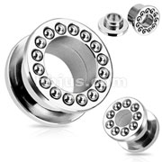 316L Surgical Steel Screw-Fit Steel Bead Wheel Tunnel Plug