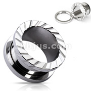 316L Surgical Steel Slant Mill Grooved Cuts Screw-Fit Tunnel Plug