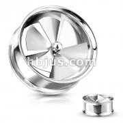 316L Surgical Steel Spinning Pinwheel Fan Double Flare Tunnels