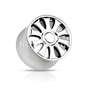 316L Surgical Steel 10-Spoke Wheel Design Double Flared Hollow Tunnel Plug 