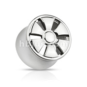 316L Surgical Steel 6-Spoke Wheel Design Double Flared Hollow Tunnel Plug