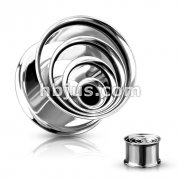 316L Surgical Steel Double Flared Metal Fused Layer of Rings Tunnel Plug