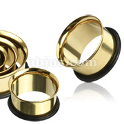 60 Pcs of X-Large Assorted Size Gold Plated Single Flared Tunnel Plugs with O-ring