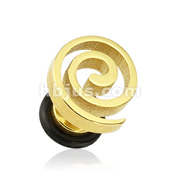 Gold IP Over 316L Surgical Steel Swirl Fake Plug with O-Ring End