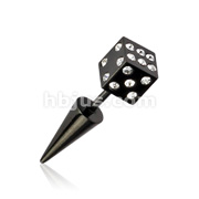 316L Surgical Steel Black IP Multi CZ Dice Fake Taper