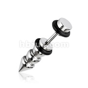 316L Surgical Steel Triple Extended Spike Fake Taper with O-Rings
