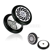 316L Surgical Steel Swirl Casted CZ Fake Plug with O-Rings