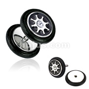 316L Surgical Steel Gear Casted CZ Fake Plug with O-Rings