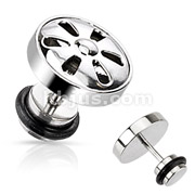 316L Surgical Steel Retro Wheel Dome Top Fake Plug