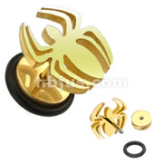 316L Surgical Steel Gold IP Spider Fake Plug