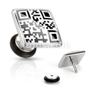 316L Surgical Steel Square with QR Code Message Fake Plug