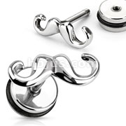 316L Surgical Steel Mustache Fake Plug