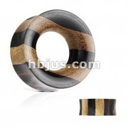 Double Stripe Two Tone Ebony Areng & Jackfruit Wood Tunnel Saddle Fit Plug