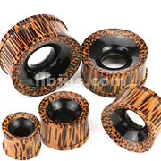 50 Pcs of Large Size Organic Coco Wood & Buffalo Horn Double Flat Flared Tunnel Plug