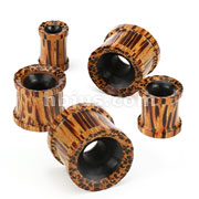 80 Pcs of Assorted Size Organic Coco Wood & Buffalo Horn Double Flat Flared Tunnel Plug