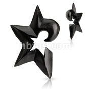 Organic Areng Ebony Wood Hand-Carved Star Hanging Taper
