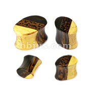 80 Pcs Organic Triple Layered Wood Oval Double Flared Plug