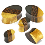 50 Pcs Large Organic Triple Layered Wood Oval Double Flared Plug