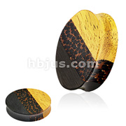 Organic Triple Layered Wood Oval Double Flared Plug
