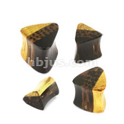 80 Pcs Organic Triple Layered Wood Triangular Double Flared Plug