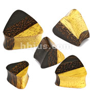 50 Pcs Large Organic Triple Layered Wood Triangular Double Flared Plug