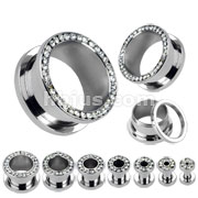 70 Pcs of Assorted Size Clear Gems Rimmed Screw Fit Tunnel