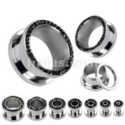 70 Pcs of Assorted Size Black Gems Rimmed Screw Fit Tunnel