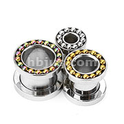 120 Pcs of Assorted 316L Surgical Steel Screw-Fit Tunnel Plug with Anodized Beads Loop Top