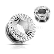 316L Surgical Steel Double Tiered Sawtooth Gear Loop Top Screw-Fit Tunnel Plug