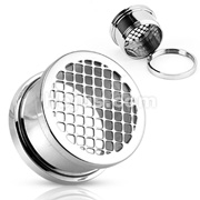 316L Surgical Steel Checker Screen Net Screw-Fit Hollow Plug
