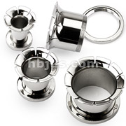 316L Surgical Steel Hollow Grooved and Flared front Screw Fit Tunnel