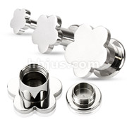 316L Surgical Steel Screw Fit Tunnels with Rounded Flower