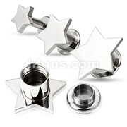 316L Surgical Steel Screw Fit Tunnels with Pointy Star