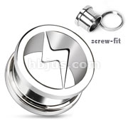 316L Surgical Steel Thunder Bolt Screw Fit Tunnel